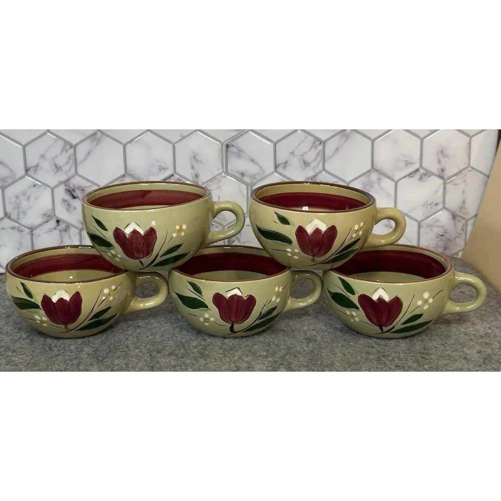 Stangl Pottery MCM Magnolia Pattern Cups 5 EUC!